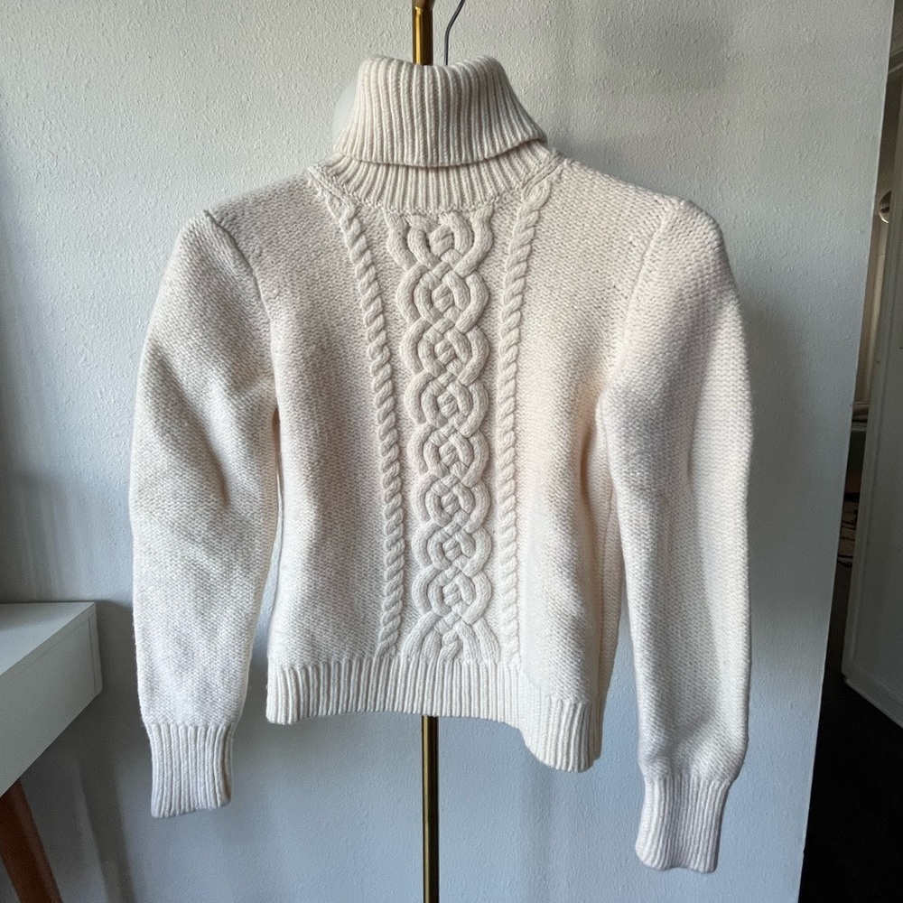 100% Wool Cable Knit Cream Theory Sweater